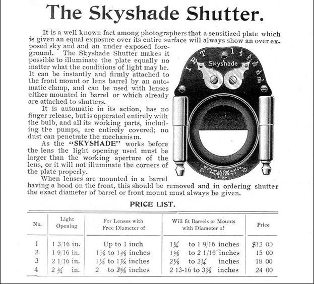Wollensak Skyshade Shutter 1907